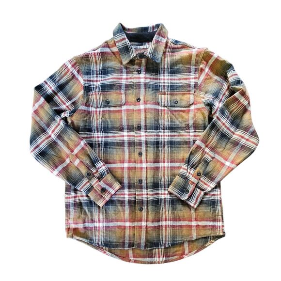 Orvis Flannel Shirt Mens Medium Plaid Heavyweight Cotton Shacket Jacket Grunge - Picture 1 of 7